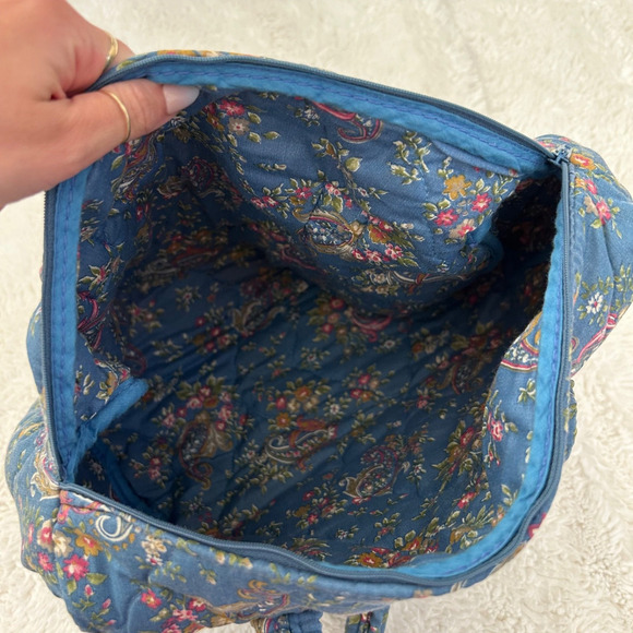 Small Blue Multicolor Paisley Mini Duffel Bag Soft Girl Cottage Core Aesthetic - Picture 3 of 7